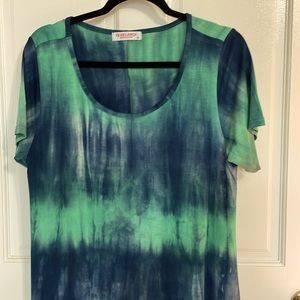 Belaroi Size 1X Beautiful Blue &Green Colored short sleeve dress